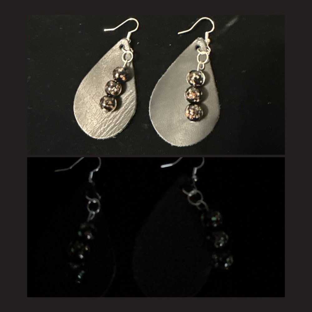 Elegant Silver and Black Teardrop Earrings